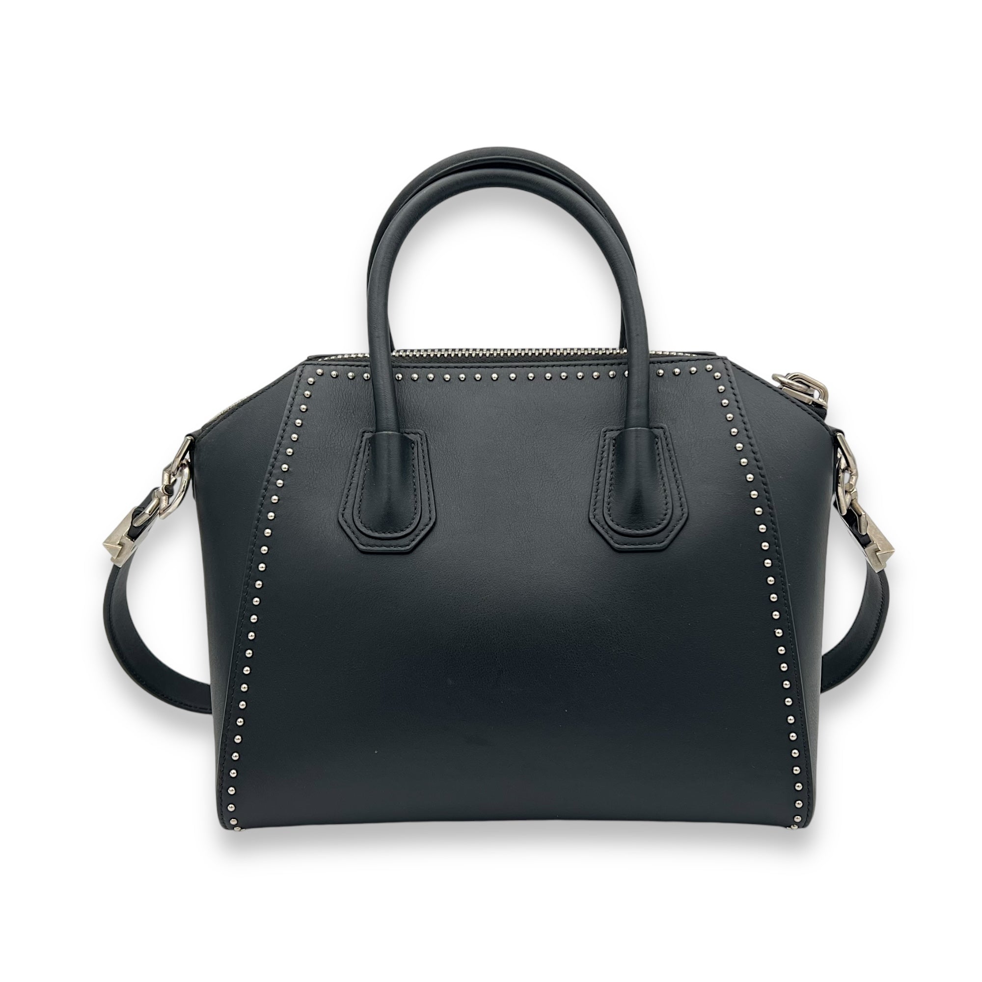 Antigona Medium Black Top Handle Bag in Calfskin, Silver hardware - Image 3