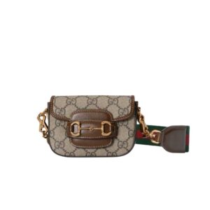 Gucci Horsebit 1955 strap wallet Beige and ebony canvas