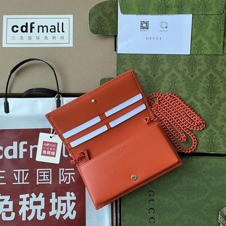 Gucci Horsebit 1955 wallet with chain Orange - Image 11