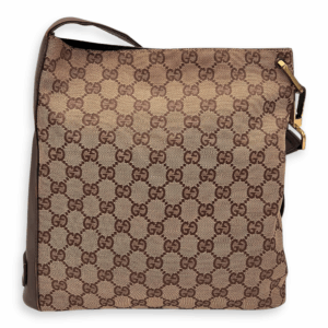 GG Shoulder Bag Brown in Canvas, Gold hardware