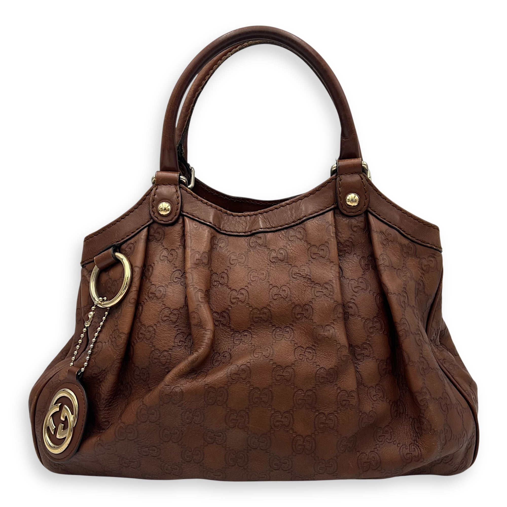 Shukey Shoulder Bag Brown in Calfskin, Gold hardware