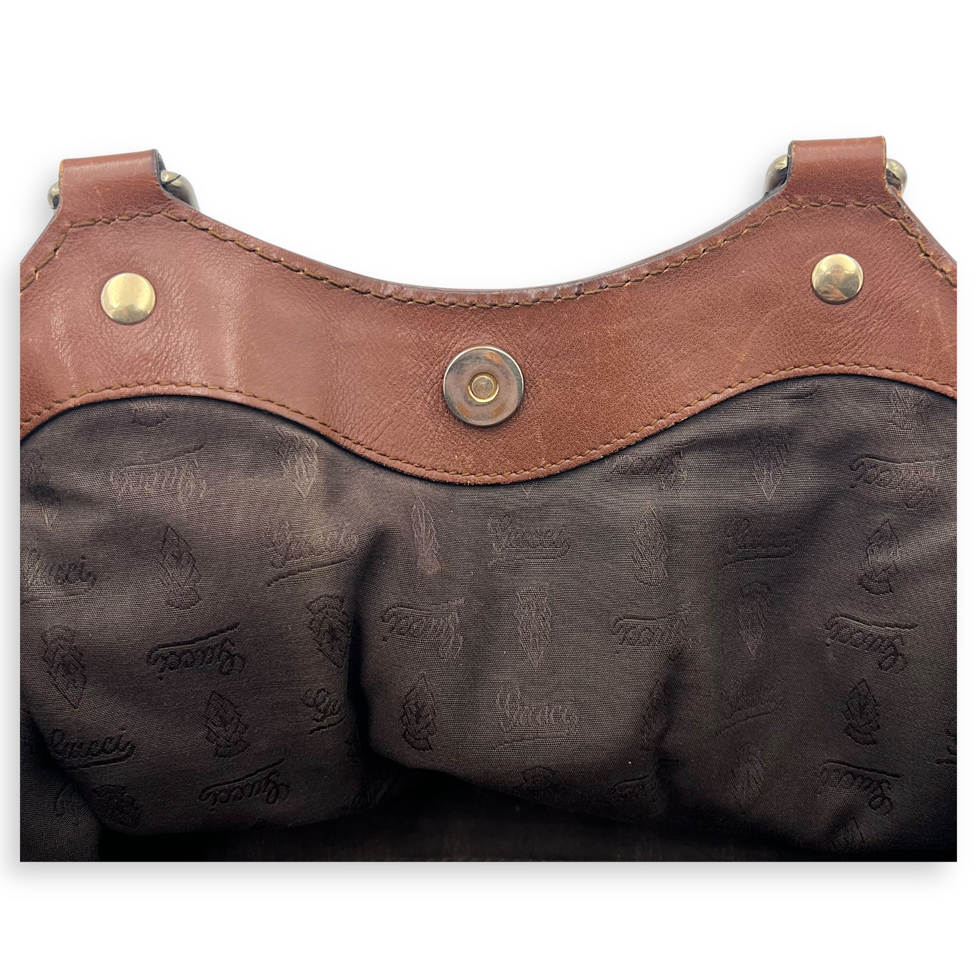 Shukey Shoulder Bag Brown in Calfskin, Gold hardware - Image 9