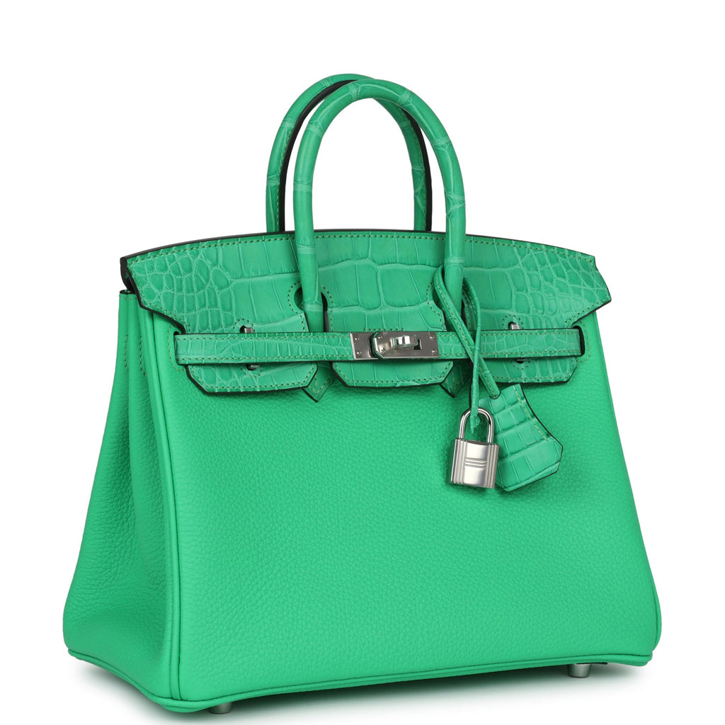 Hermes Birkin 25 Vert Comics Togo and Matte Alligator Touch Palladium Hardware - Image 3