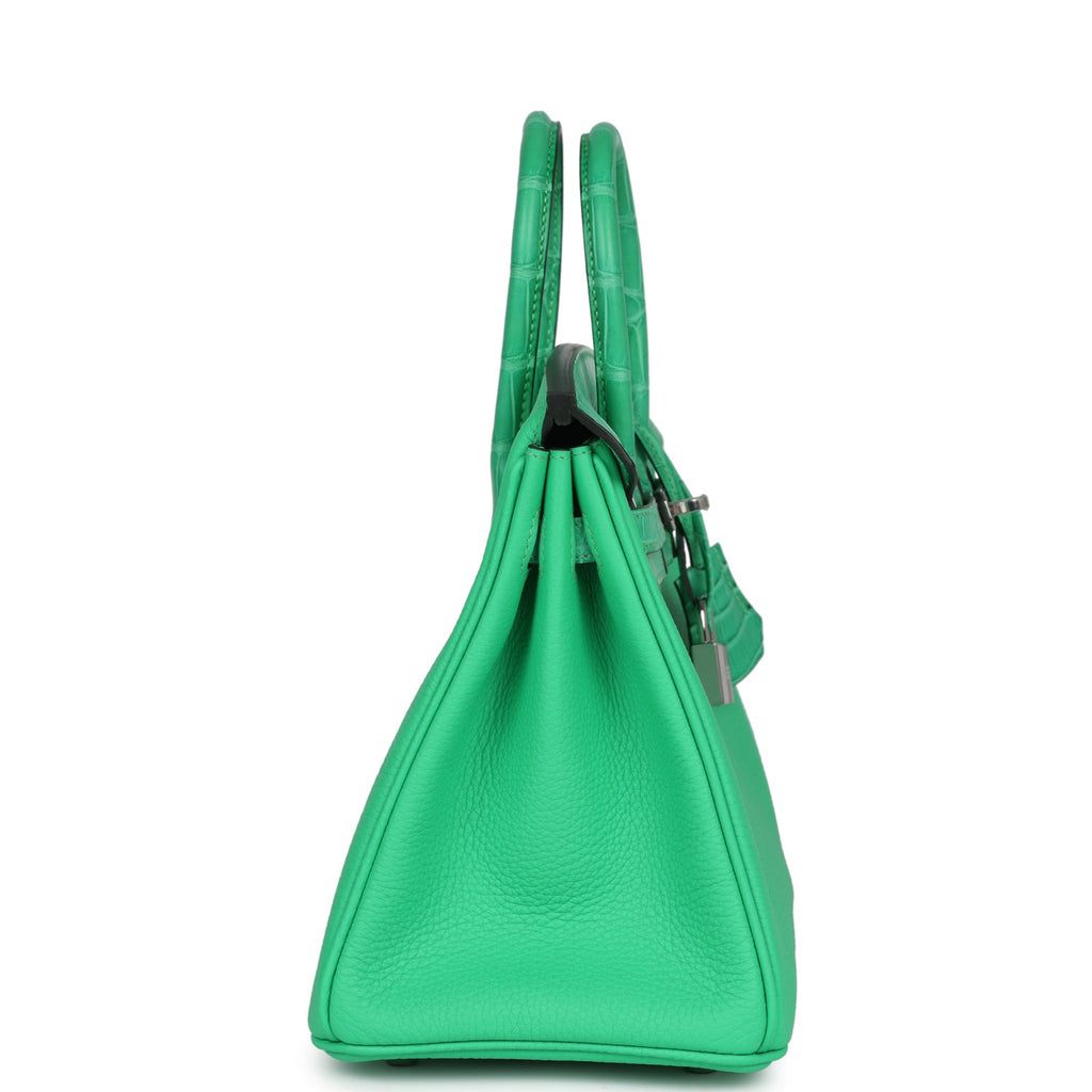 Hermes Birkin 25 Vert Comics Togo and Matte Alligator Touch Palladium Hardware - Image 4