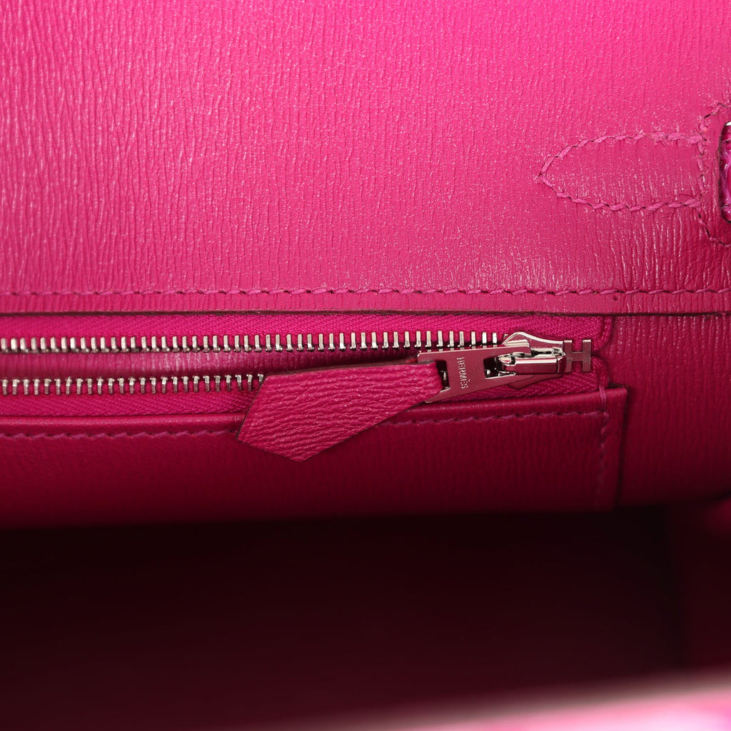 Hermes Birkin 25 Rose Sheherazade Shiny Porosus Crocodile Palladium Hardware - Image 10