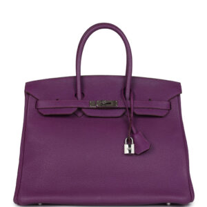 Pre-owned Hermes Birkin 35 Anemone Togo Palladium Hardware