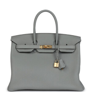 Hermes Birkin 35 Gris Mouette Togo Gold Hardware