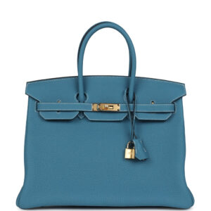 Hermes Birkin 35 Blue Jean Togo Gold Hardware