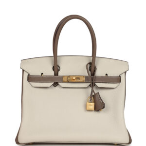 Hermes Special Order (HSS) Birkin 30 Etoupe and Craie Togo Brushed Gold Hardware