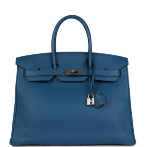 Pre-owned Hermes Birkin 35 Bleu de Galice Togo Palladium Hardware