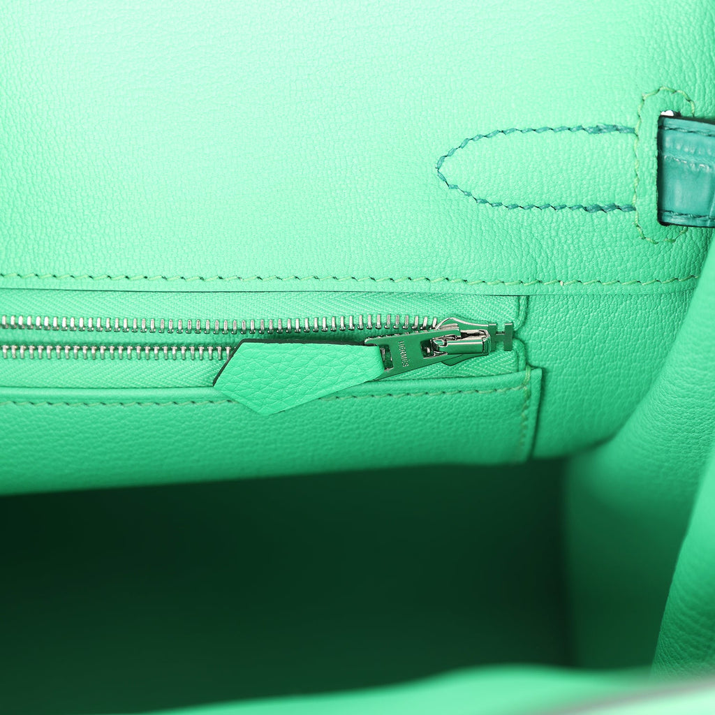 Hermes Birkin 30 Vert Comics Togo and Vert Jade Niloticus Crocodile Touch Palladium Hardware - Image 10