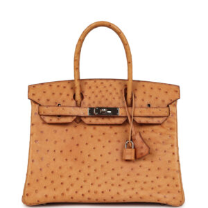 Pre-owned Hermes Birkin 30 Natural Sable Ostrich Palladium Hardware