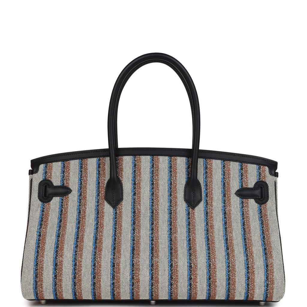 Hermes Shoulder Birkin Light 39 Multicolor Toile and Black Swift Palladium Hardware - Image 5