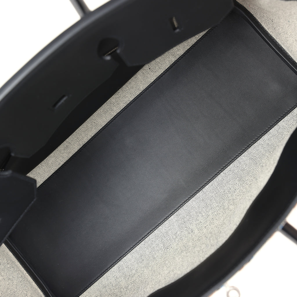 Hermes Shoulder Birkin Light 39 Multicolor Toile and Black Swift Palladium Hardware - Image 9