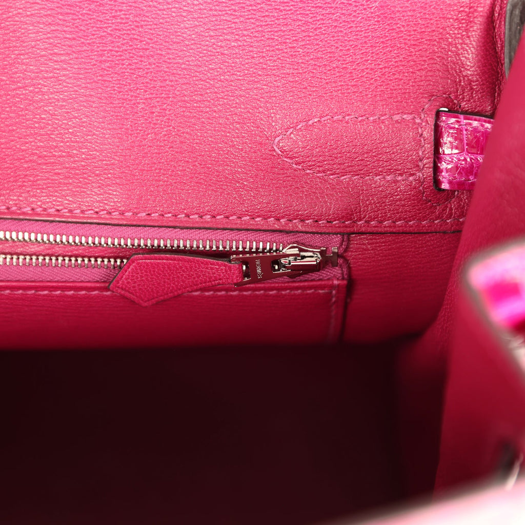 Pre-owned Hermes Birkin 30 Rose Poupre Shiny Porosus Crocodile Palladium Hardware - Image 10