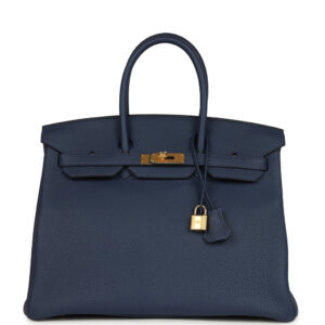 Hermes Birkin 35 Bleu Navy Togo Gold Hardware