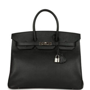 Pre-owned Hermes Birkin 35 Black Epsom Palladium Hardware