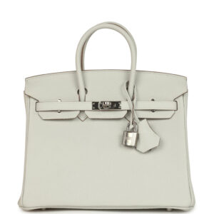 Pre-owned Hermes Birkin 25 Gris Pale Togo Palladium Hardware