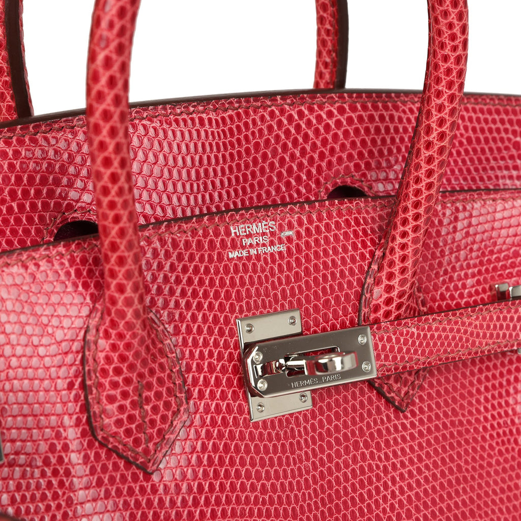 Vintage Hermes Birkin 25 Fuchsia Varanus Niloticus Lizard Palladium Hardware - Image 8
