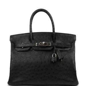 Vintage Hermes Birkin 30 Black Ostrich Palladium Hardware