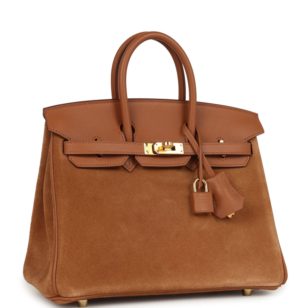 Pre-owned Hermes Birkin 25 Chamois Grizzly and Gold Swift Gold Hardware - Image 3