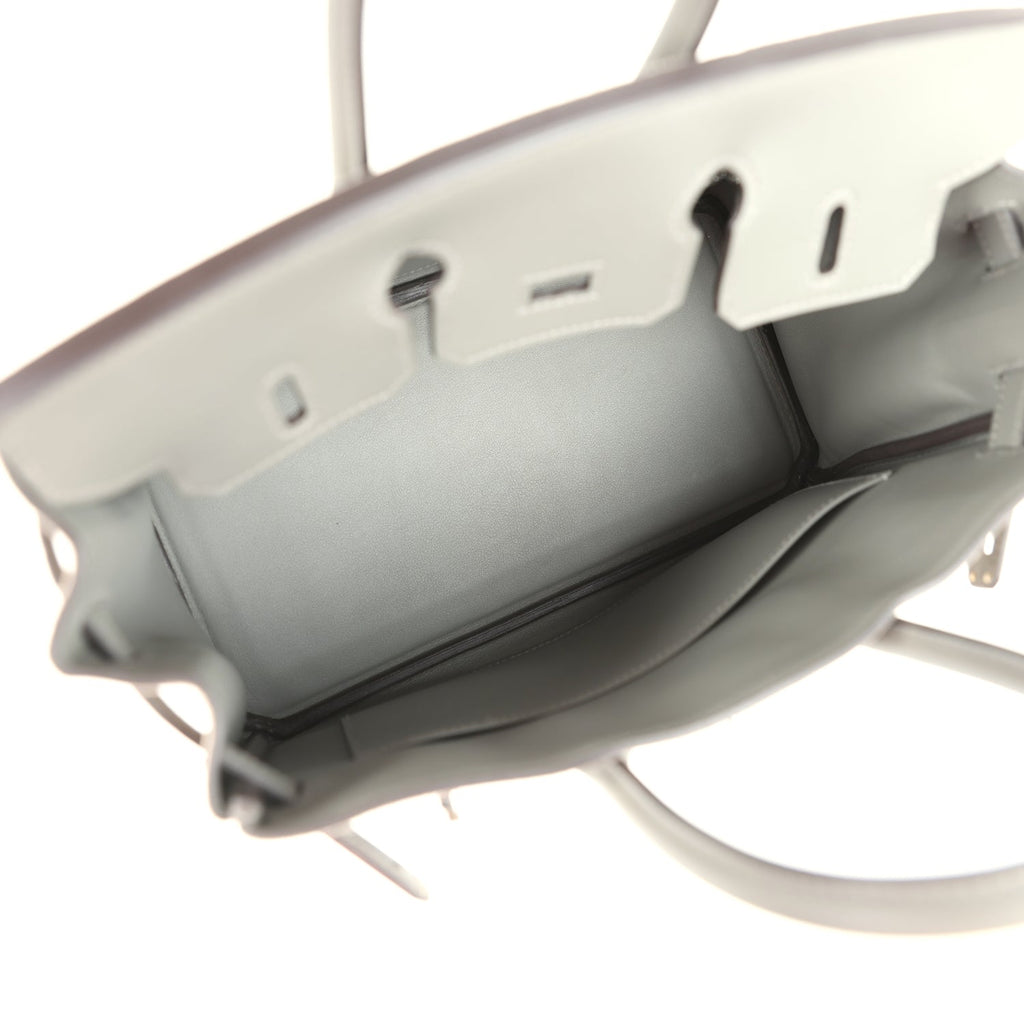 Pre-owned Hermes Birkin 25 Gris Caillou Grizzly and Gris Meyer Swift Palladium Hardware - Image 10