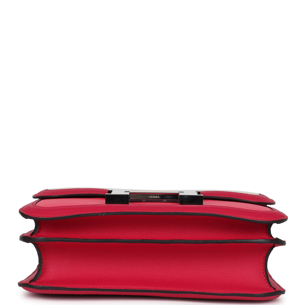 Pre-owned Hermes Constance 24 Rose Shocking and Ecru Toile H Berline and Framboise Swift Palladium Hardware - Image 7