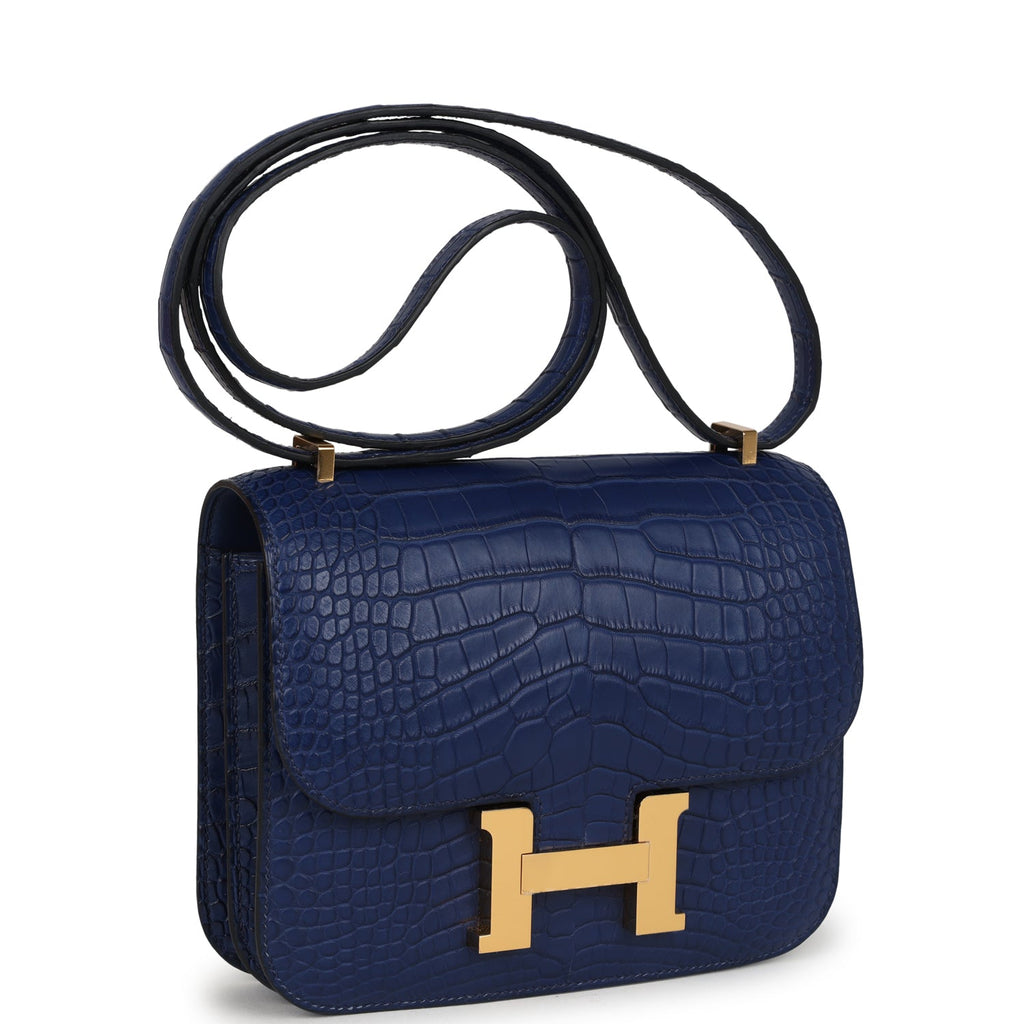 Hermes Constance 18 Bleu Saphir Matte Alligator Gold Hardware - Image 3