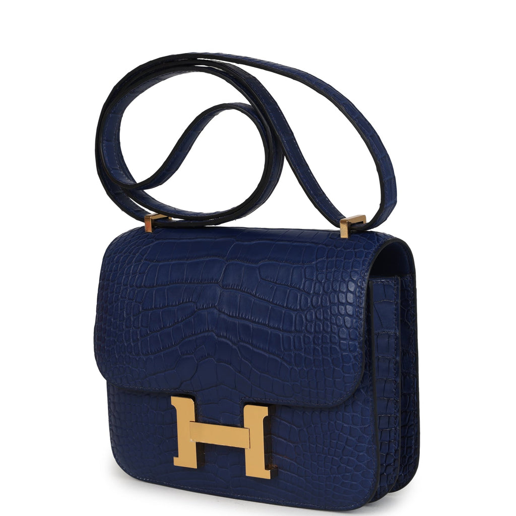 Hermes Constance 18 Bleu Saphir Matte Alligator Gold Hardware - Image 6