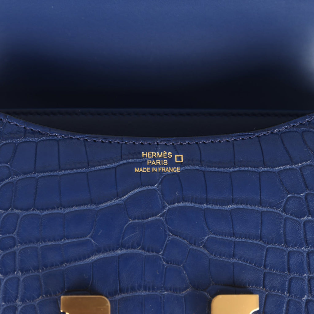 Hermes Constance 18 Bleu Saphir Matte Alligator Gold Hardware - Image 9