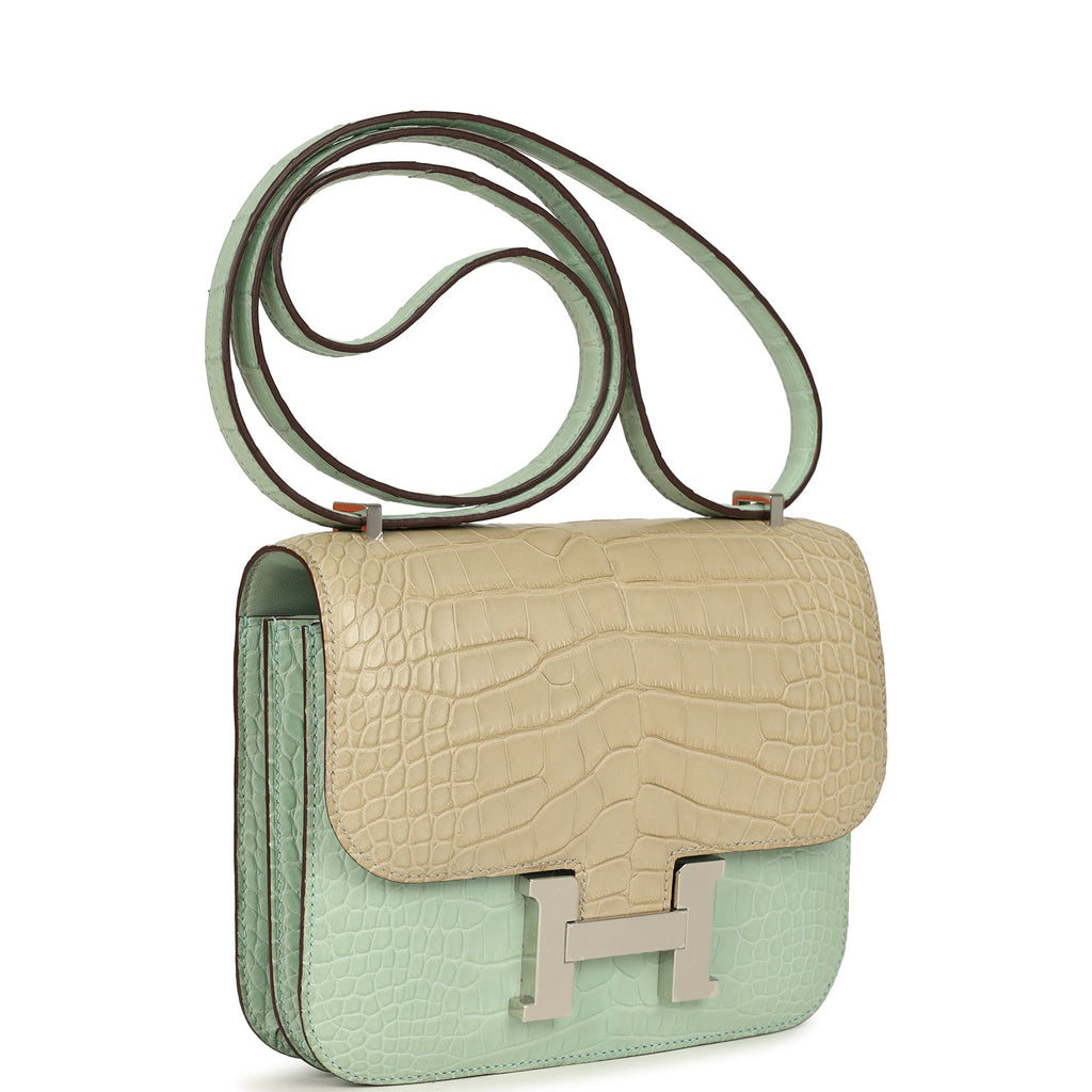 Hermes Constance 18 Vert D’Eau and Trench Matte Alligator Palladium Hardware - Image 3