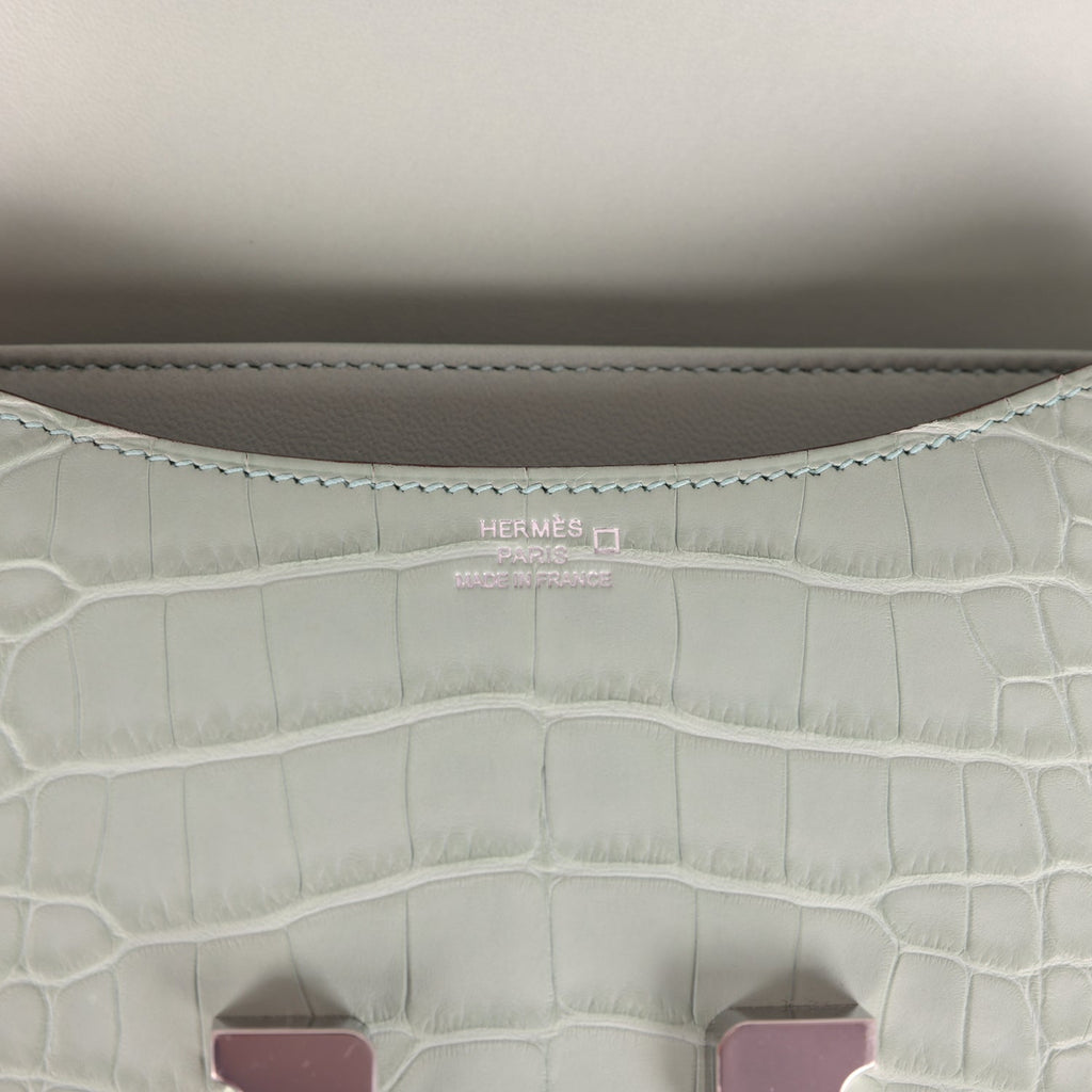 Hermes Constance 18 Vert D’Eau and Trench Matte Alligator Palladium Hardware - Image 9
