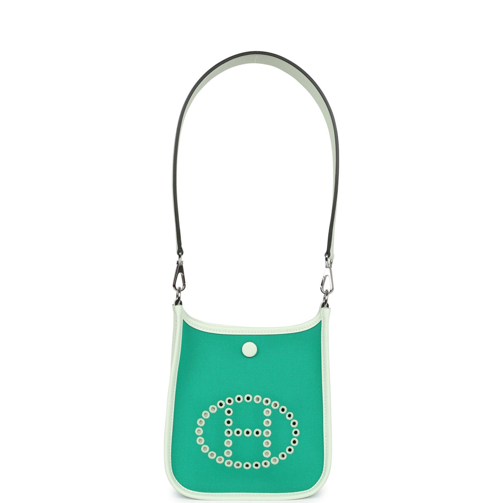 Hermes Neo Evelyne TPM Menthe Officier Canvas and Vert Fizz Swift Palladium Hardware - Image 8