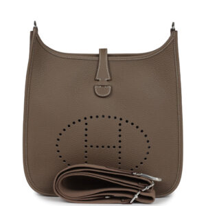 Hermes Evelyne PM Etoupe Clemence Palladium Hardware