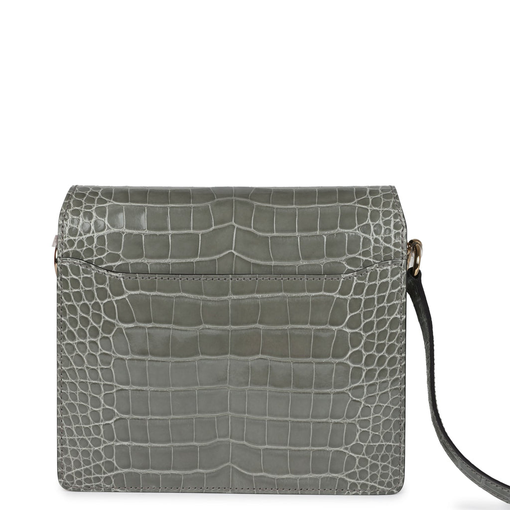 Hermes Mini Roulis Gris Ciment Shiny Alligator Permabrass Hardware - Image 5