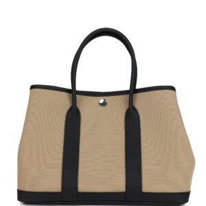 Hermes Garden Party 30 Trench Toile Officier Canvas and Black Negonda Palladium Hardware