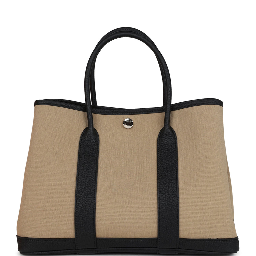 Hermes Garden Party 30 Trench Toile Officier Canvas and Black Negonda Palladium Hardware - Image 5