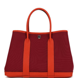 Hermes Garden Party 30 Rubis Officier Canvas and Capucine Negonda Palladium Hardware