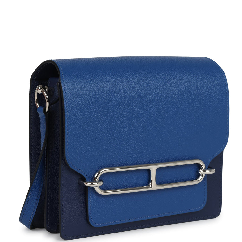Hermes Mini Sac Roulis Bi-color Bleu Saphir and Bleu France Evercolor Palladium Hardware - Image 3