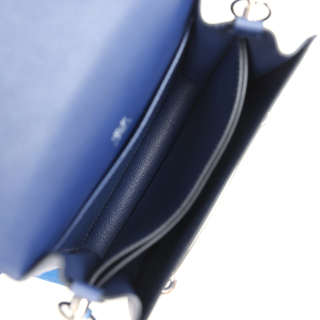 Hermes Mini Sac Roulis Bi-color Bleu Saphir and Bleu France Evercolor Palladium Hardware - Image 9