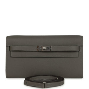 Hermes Kelly Wallet To Go Gris Meyer Epsom Palladium Hardware