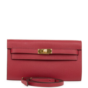 Hermes Kelly Wallet To Go Rouge Grenat Epsom Gold Hardware