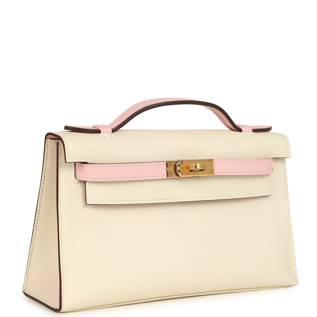 Hermes Special Order (HSS) Kelly Pochette Nata and Rose Sakura Swift Gold Hardware - Image 3