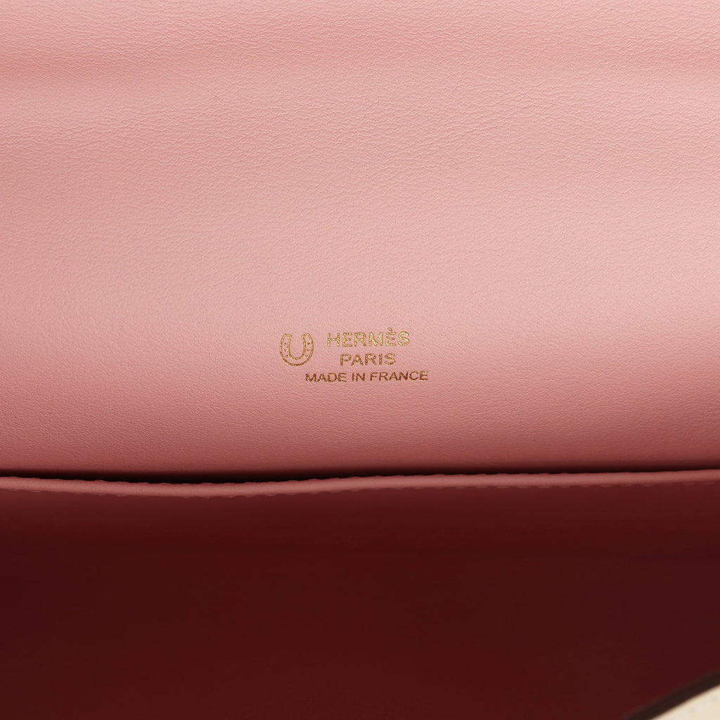Hermes Special Order (HSS) Kelly Pochette Nata and Rose Sakura Swift Gold Hardware - Image 8