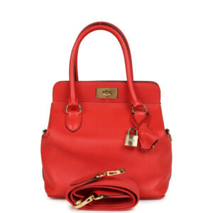 Pre-owned Hermes Sac Toolbox 20 Rouge Tomate Evercolor Gold Hardware