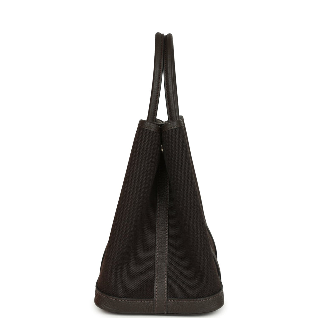 Hermes Garden Party 30 Ebene Toile Officier Canvas and Negonda Palladium Hardware - Image 4