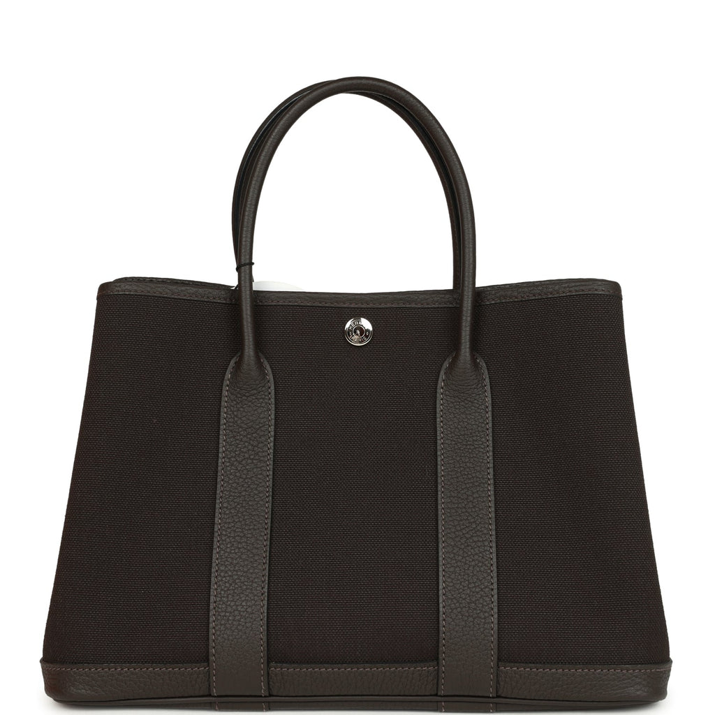 Hermes Garden Party 30 Ebene Toile Officier Canvas and Negonda Palladium Hardware - Image 5