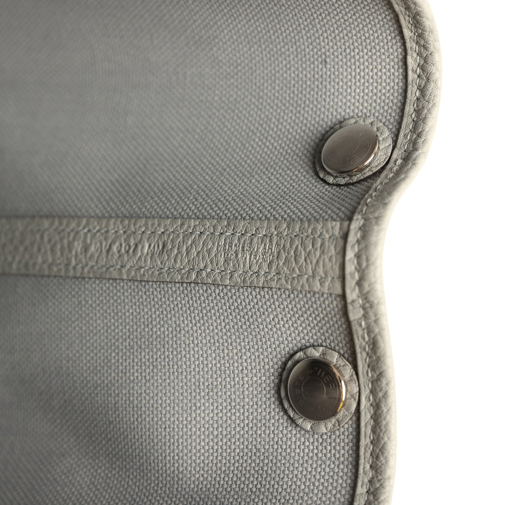 Hermes Garden Party 30 Gris Pantin Officier Canvas and Negonda Palladium Hardware - Image 9