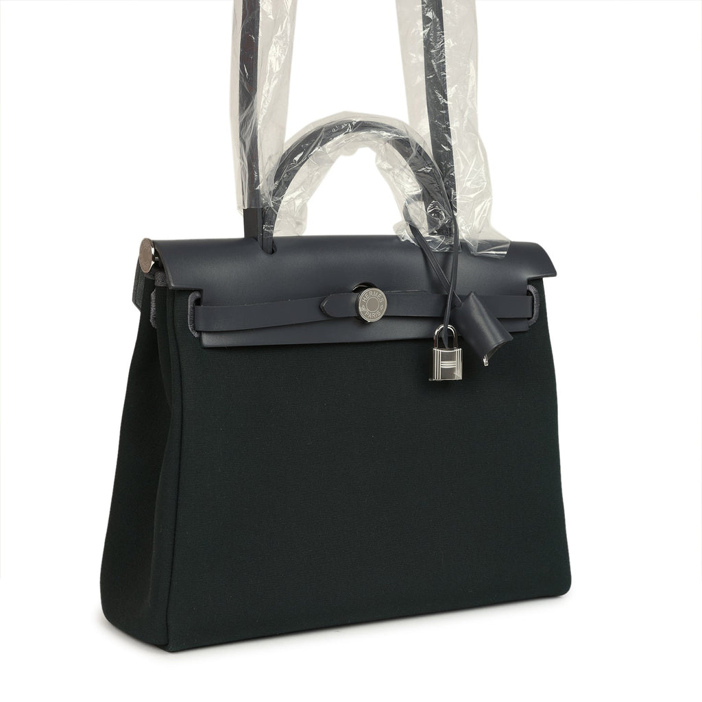 Hermes Herbag Zip PM 31 Vert Cypres Officier Canvas and Ardoise Vache Hunter Palladium Hardware - Image 3