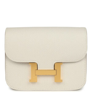 Hermes Constance Slim Wallet Craie Epsom Gold Hardware